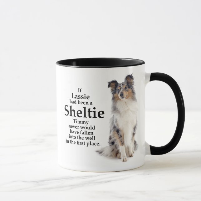 Caneca azul do Merle Sheltie de Timmy (Direita)