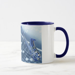 Caneca azul do saxofone