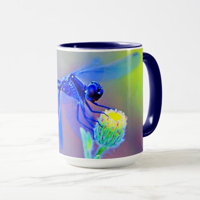 Caneca Azul Dragonfly Spirit Traços 15oz Combo (Frente Esquerda)