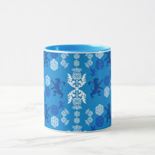 Caneca Azul e Branco Escocês