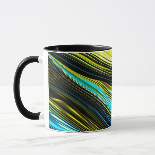 Caneca Azul e Dourado Abstrato de Seda e Rolos de Satanás (Esquerda)