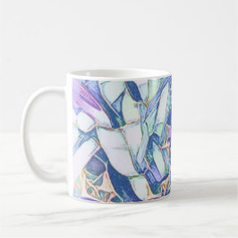 Caneca Azul E Faux Dourado Floral