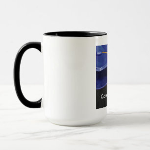 Caneca Azul e Preto de Parabéns