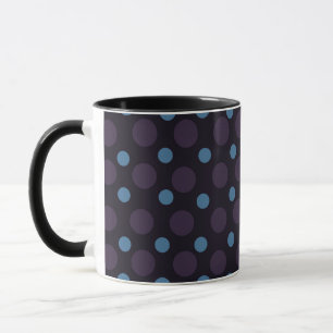 Caneca Azul e Roxo em Bolinhas Pretas