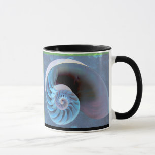 Caneca azul esverdeado da espiral do nautilus