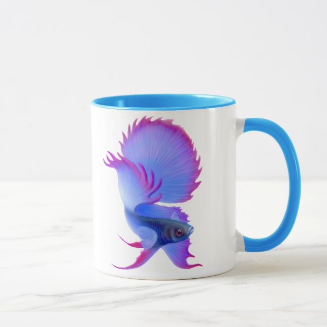 Caneca azul grande dos peixes de Betta (Direita)