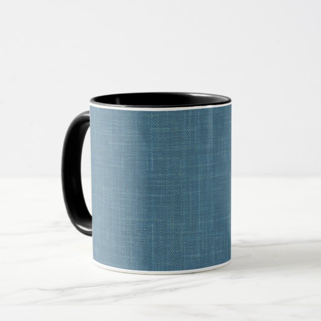 Caneca Azul hernáceo texturizado. (Frente Esquerda)