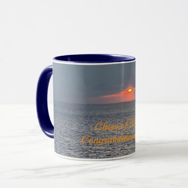 Caneca Azul & Laranja, Pôr do Sol, Parabéns Mug (Frente Esquerda)