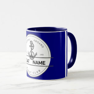 Caneca Azul marinha Âncora náutica iate clube barco marin