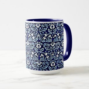 Caneca Azul marinho com padrão floral