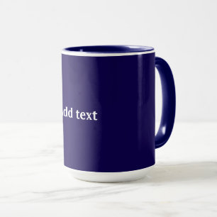 Caneca Azul marinho cor sólida, texto branco,