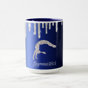 Caneca Azul Marinho Metálico Brilho Prata Ginástica