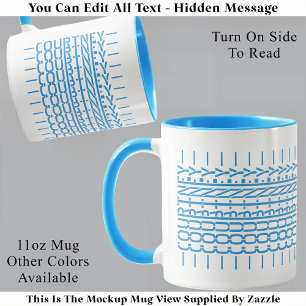 Caneca Azul Moderna com Mensagem Oculta e Nome 121