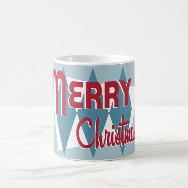 Caneca azul moderna do Natal do meio século retro (Centro)