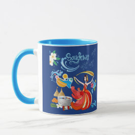 Caneca Azul naval radiante do ano novo tailandês