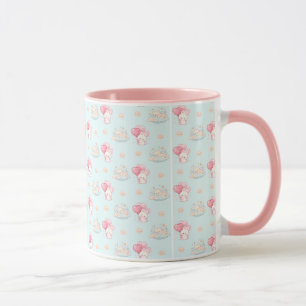Caneca Azul Pastel de Coelho Kawaii Fofo e Urso So