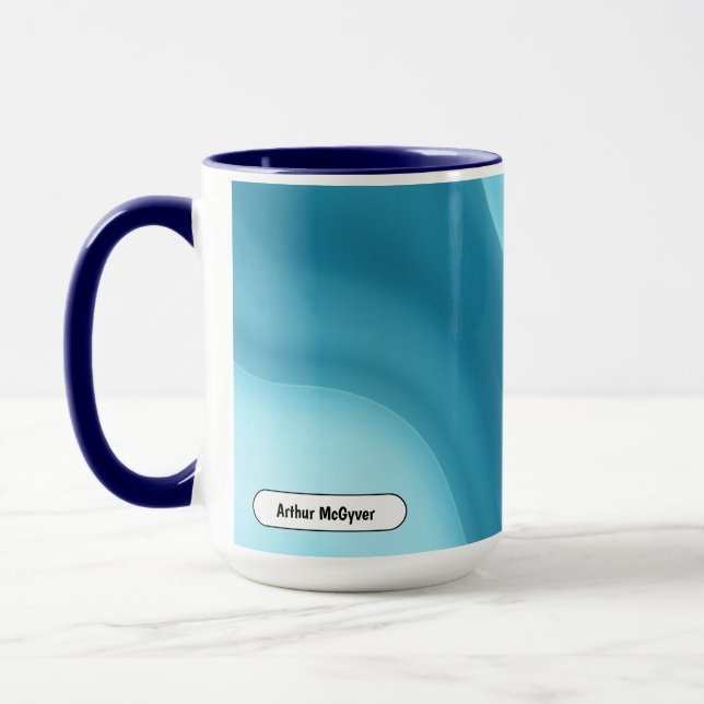 Caneca Azul Patina Gradiente Abstrato de Brilho Suave (Esquerda)