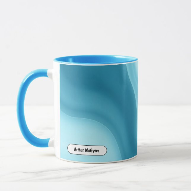 Caneca Azul Patina Gradiente Abstrato de Brilho Suave (Esquerda)