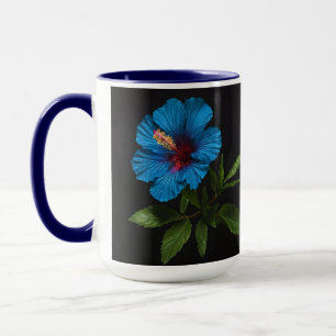 Caneca "Azul Radiante: Flor Hibiscus A Preto