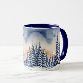 Caneca Azul, simples, pinheiro moderno Aurora