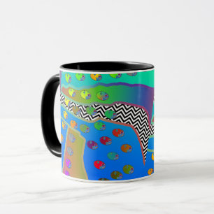 Caneca Azul Verde Chevron Geo