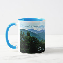 Caneca Azul Verde Personalizada das Montanhas Somb