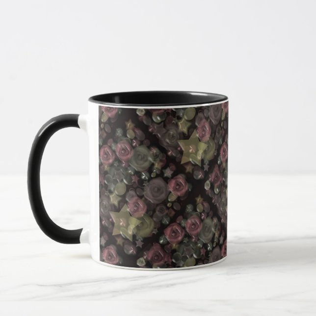 Caneca Azulejo 3D rosas e estrelas líquidas (Esquerda)