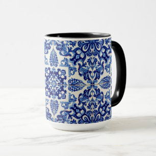 Caneca Azulejo Azul Índigo Português Lisboa Talavera