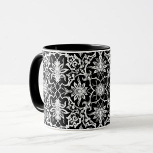 Caneca Azulejo chinês Art Nouveau - Branco em Preto
