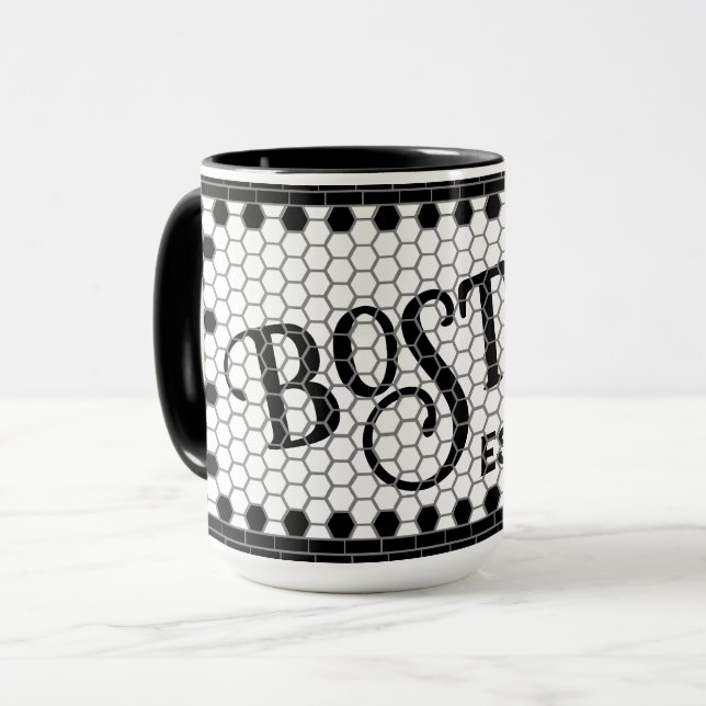 Caneca Azulejo hexadecimal Impressão Boston Mug (Frente Esquerda)