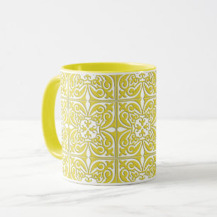 Caneca Azulejo marroquino - amarelo-mostarda e branco