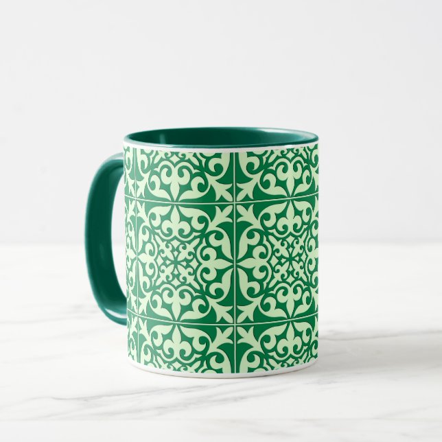 Caneca Azulejo marroquino - esmerald e verde-claro (Frente Esquerda)
