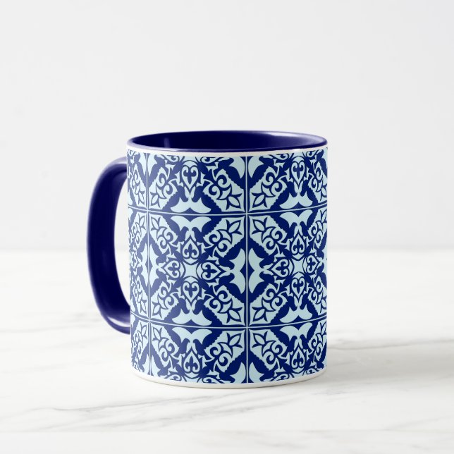 Caneca Azulejo marroquino - marinho e azul-claro (Frente Esquerda)
