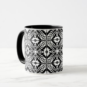 Caneca Azulejo marroquino - preto com fundo branco