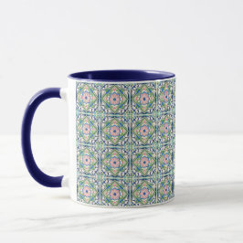 Caneca Azulejo rosa e azul