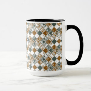 Caneca Azulejos Geométricos Decorativos Padrão Mosaico #1