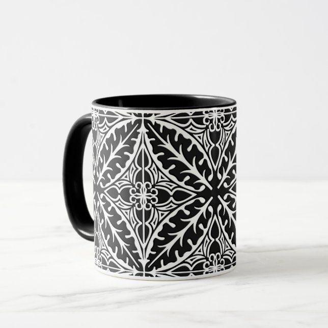 Caneca Azulejos marroquinos - preto e branco (Frente Esquerda)