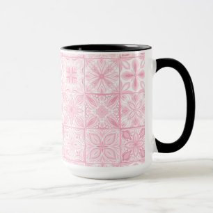 Caneca azulejos ornamentados cor-de-rosa