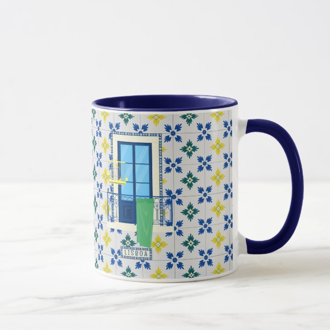 Caneca Azulejos portugueses e varanda de janela com aves (Direita)