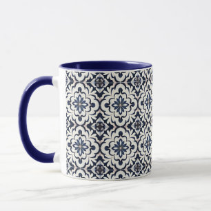 Caneca Azulejos Portugueses Vintage Azul E Branco