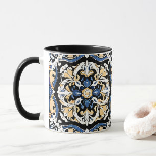 Caneca Azuleju, espanhol, branco-amarelo, marroquino