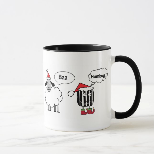 Caneca Baa Humbug Funny Christmas Sheep Cartoon (Direita)