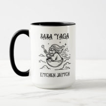 Baba Yaga Mug. Babushka. Baba Yaga Kitchen Witch.