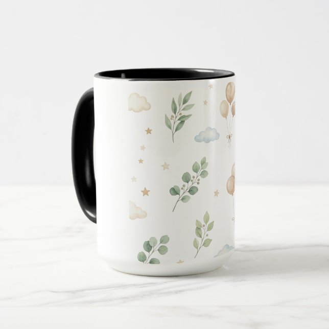 Caneca Babadouro de Bebê Balões Botânicos de Eucalipto &  (Frente Esquerda)