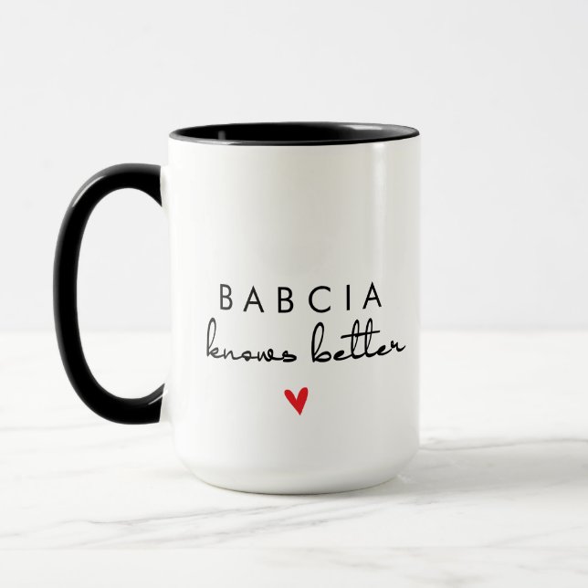Caneca Babcia Sabe Melhor – Presente de Avó Polone (Esquerda)