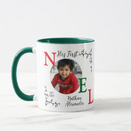 Caneca Baby Boy Primeiro Natal Foto Festiva Primeiro Noel