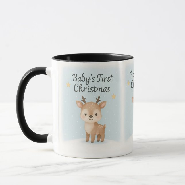 Caneca Baby first christmas reindeer cute cozy holiday (Esquerda)