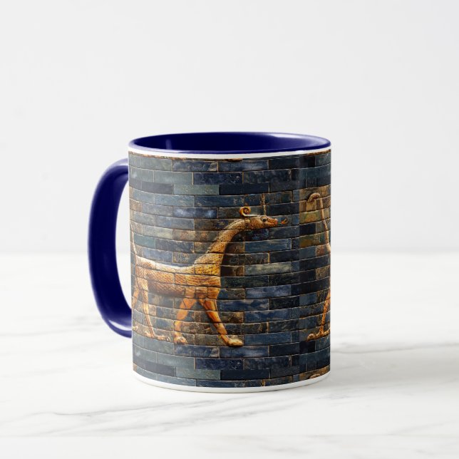 Caneca BABYLONIAN SNAKE DRAGONS Antique Assyrian Art  (Frente Esquerda)