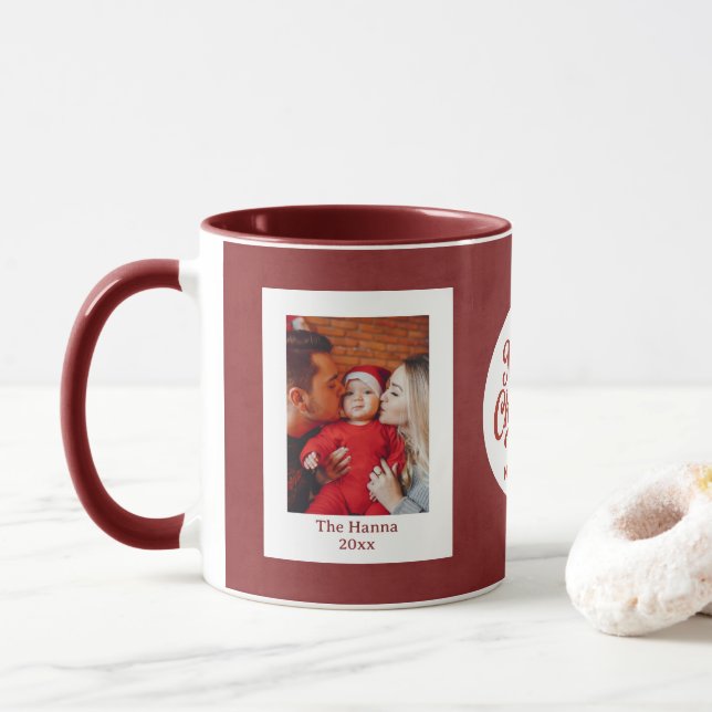 Caneca Baby's First Christmas Custom Name Photo Keepsake (Com Donut)