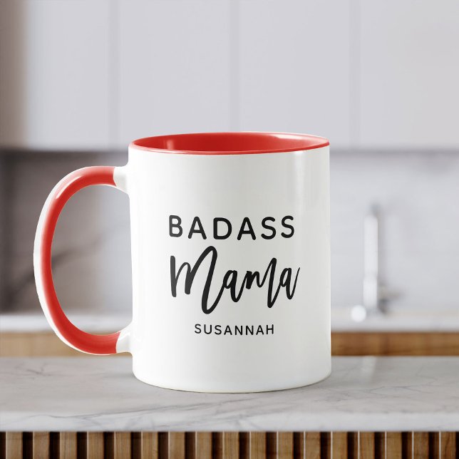 Caneca BADASS MAMA - Dia de as mães moderno de chic perso (Criador carregado)